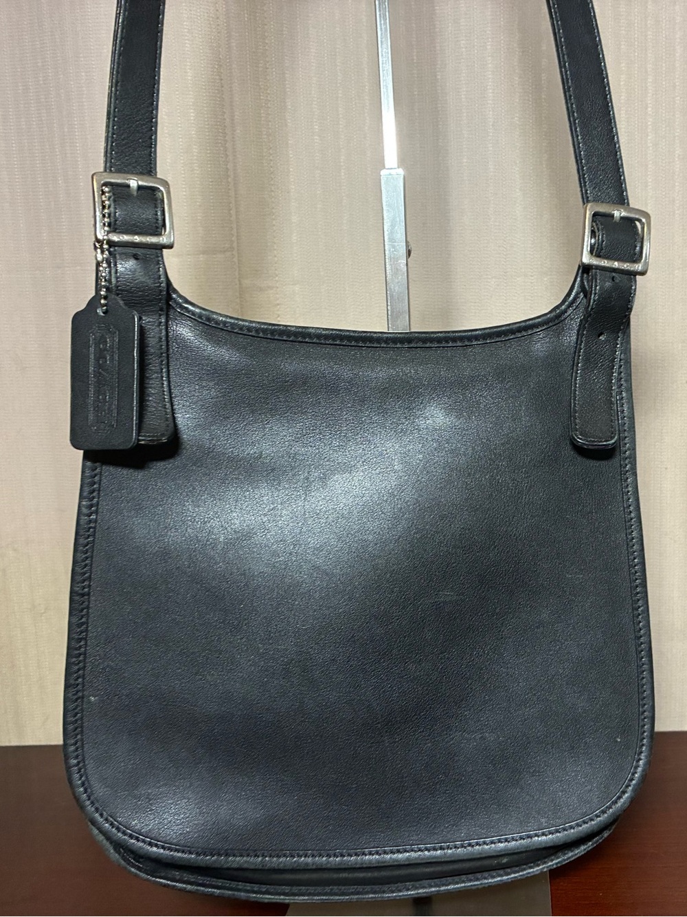 Coach Black Leather Shoulder Bag with Silver Hardware